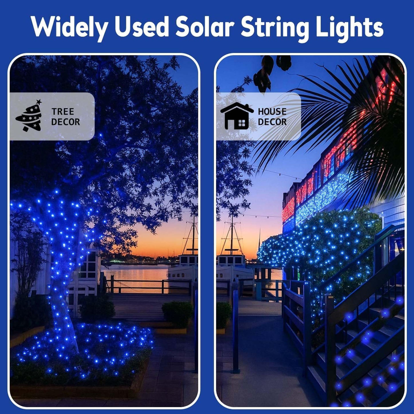 Extra-Long Solar String Lights Outdoor, 4-Pack 400 LED Solar Fairy Lights for Outside Waterproof, Copper Wire 8 Modes Solar Twinkle Fairy Light for Xmas Tree Garden Party Wedding Decor(Blue)