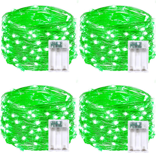 4 Pack 50 LED Fairy Lights Battery Operated with Timer, 16FT Waterproof Halloween Battery Lights Outdoor Indoor Starry Mini Led String Light for Halloween parties Bedroom Home DIY Decoration (Green)