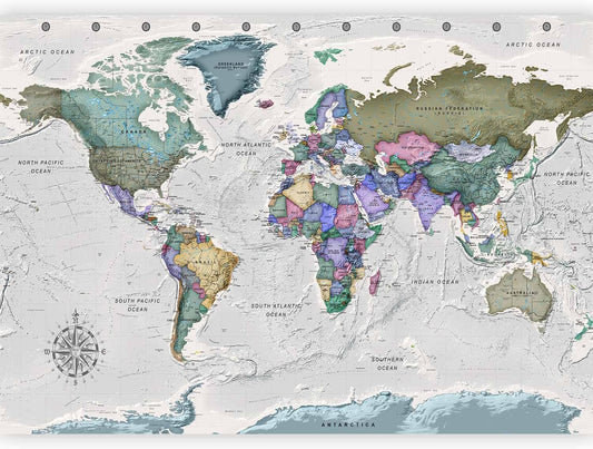 artgeist Premium Wall Mural World Map 118x83 in - XXL Non-Woven Wallpaper Fleece Wall Decor Photo Print Picture Image Design Home Map of The World k-A-0380-a-a