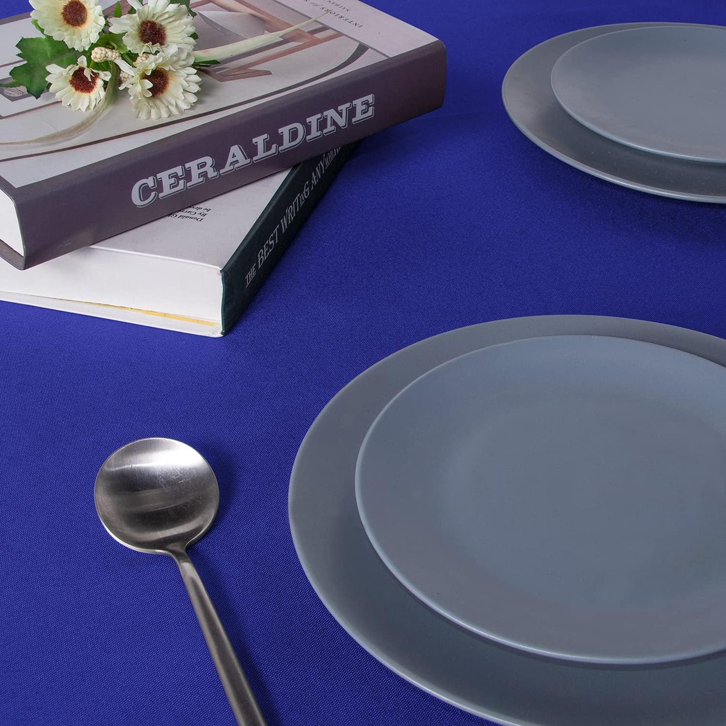 sancua Square Tablecloth - 60 x 60 Inch - Stain and Wrinkle Resistant Washable Polyester Table Cloth, Decorative Fabric Table Cover for Dining Tables, Buffet Parties and Camping, Royal Blue