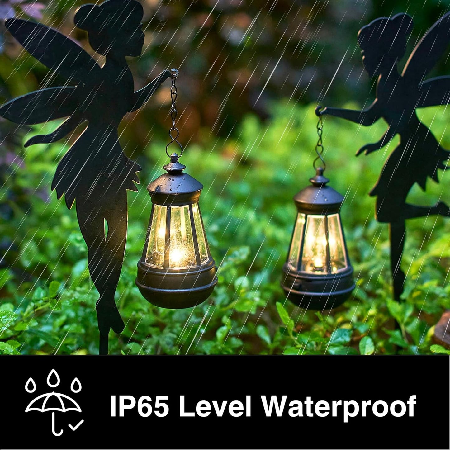 Fairy Garden Accessories Lawn Ornaments 1 Pair - Solar Lights Halloween Decorations Outdoor Garden Statue, Metal Stakes Decorative Figurines for Yard Decor, Patio (Type B Warm Lighting)