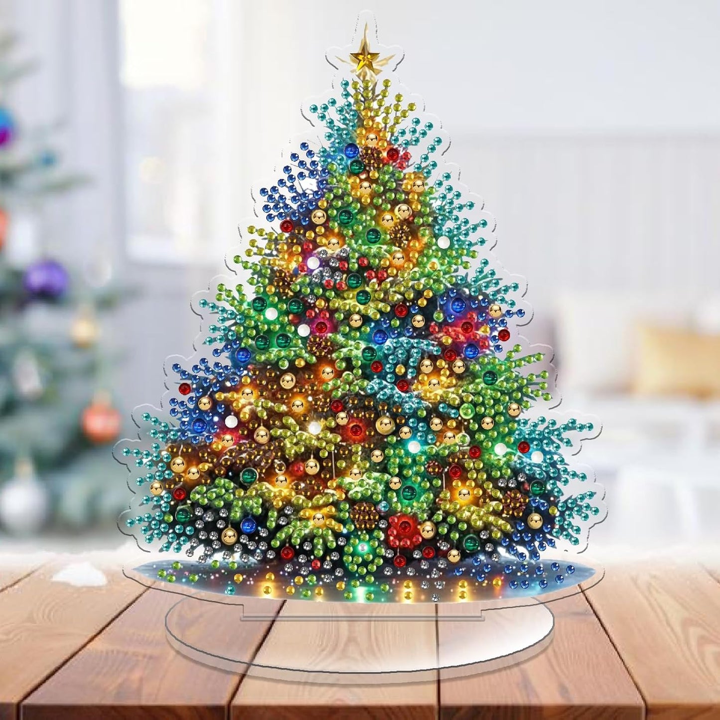 Diamond Art Kit for Adult Christmas, 5D Diamond Art Painting, Double Sided Decorative Special-Shaped Rhinestone Desktop Ornaments, DIY Acrylic Ornaments (Christmas Tree)