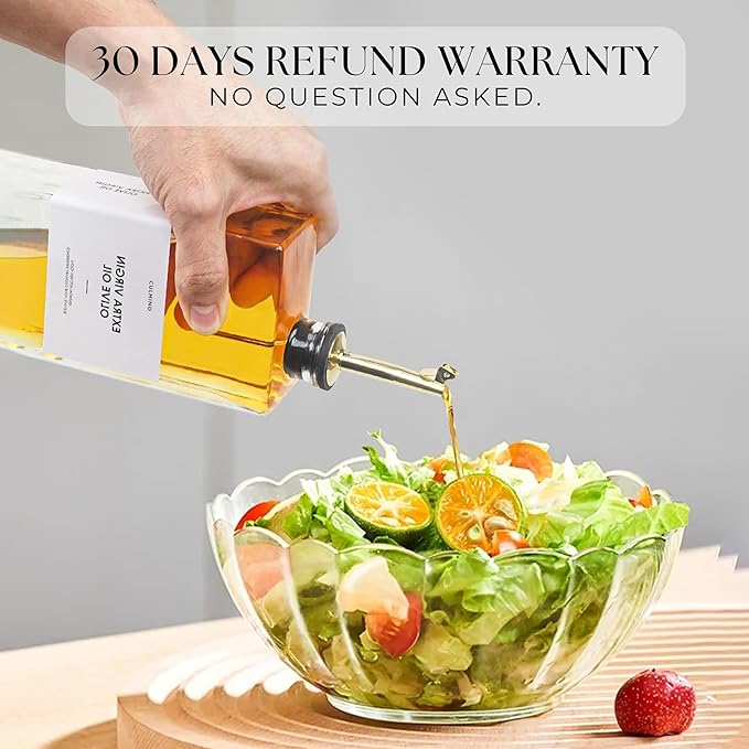 Premium Glass Olive Oil Dispenser Bottle 350ml | Cooking Oil and Vinegar Dispenser | Oil Dispenser for Kitchen with Gold Pourers, Funnel, Brush & 36 Labels (4 Pack)
