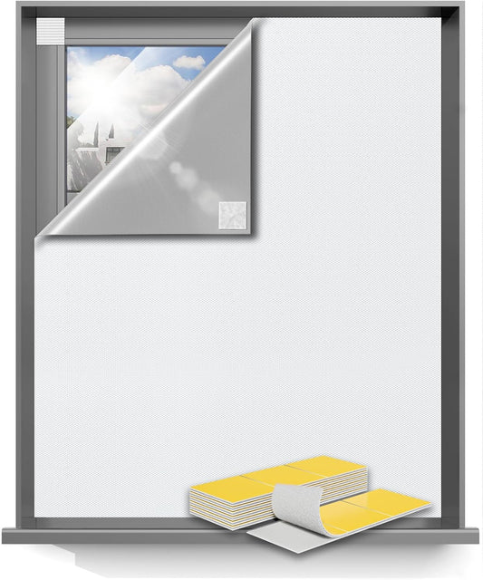 Sumobaby Blackout Curtains for Bedroom 114"x57" Portable No Drill Blinds for Windows with Heat-Resistant Magic Tapes,100% Black Out Window Cover Easy to Cut Fit for Home Cinema,Dorm Room,Nursery|White