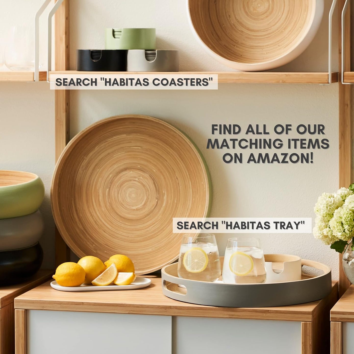 Fruit Bowl For Kitchen Counter, Decorative Bowl, Large Serving Bowl Or Fruit Basket For Kitchen Spun Bamboo (White)