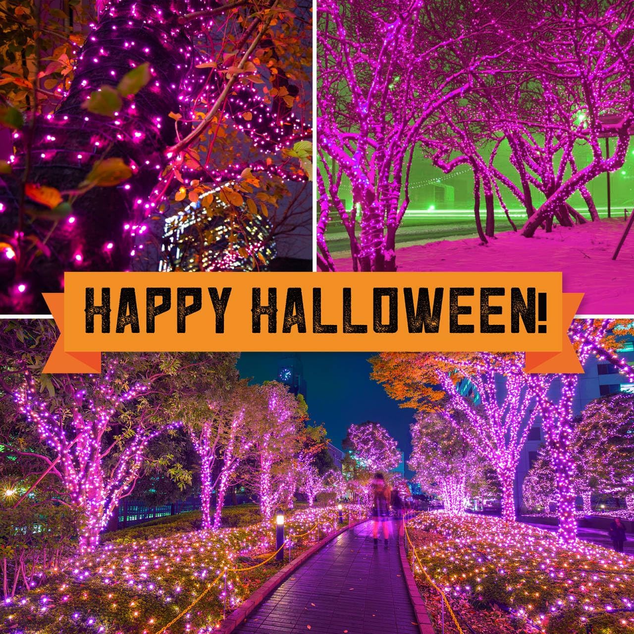 100LIGHTS Purple Extra-Bright with End Connectors Halloween Decorative Lights 5.98m UL Certified Mini String Light Set Waterproof for Halloween Home Garden Christmas Tree Party Patio Wedding