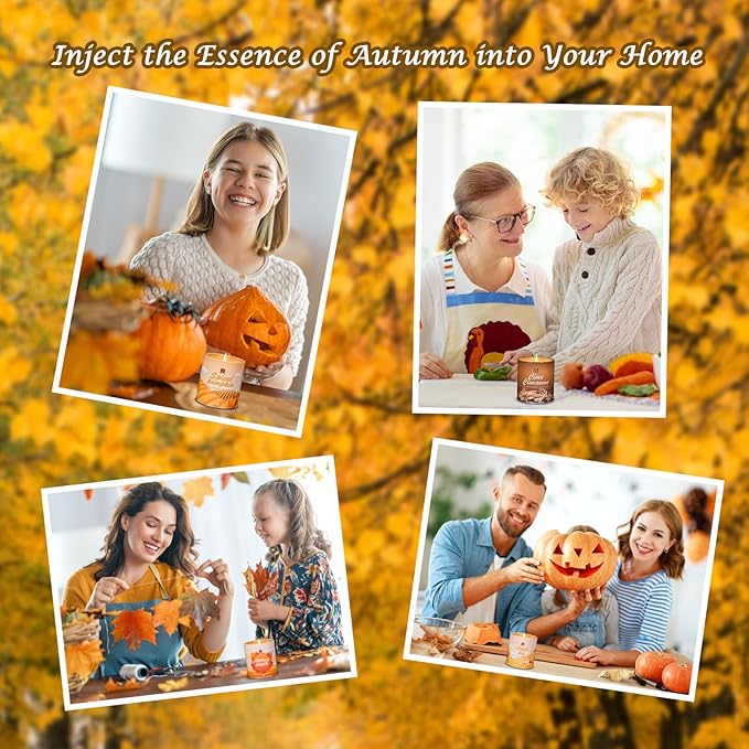 Pumpkin Candle, Fall Scented Candles for Halloween Easter Thanksgiving Day, 9oz Aromatherapy Soy Wax Non Toxic Candle for Home Scented 40 Hours Bruning- Birthday Halloween Gifts for Women Men
