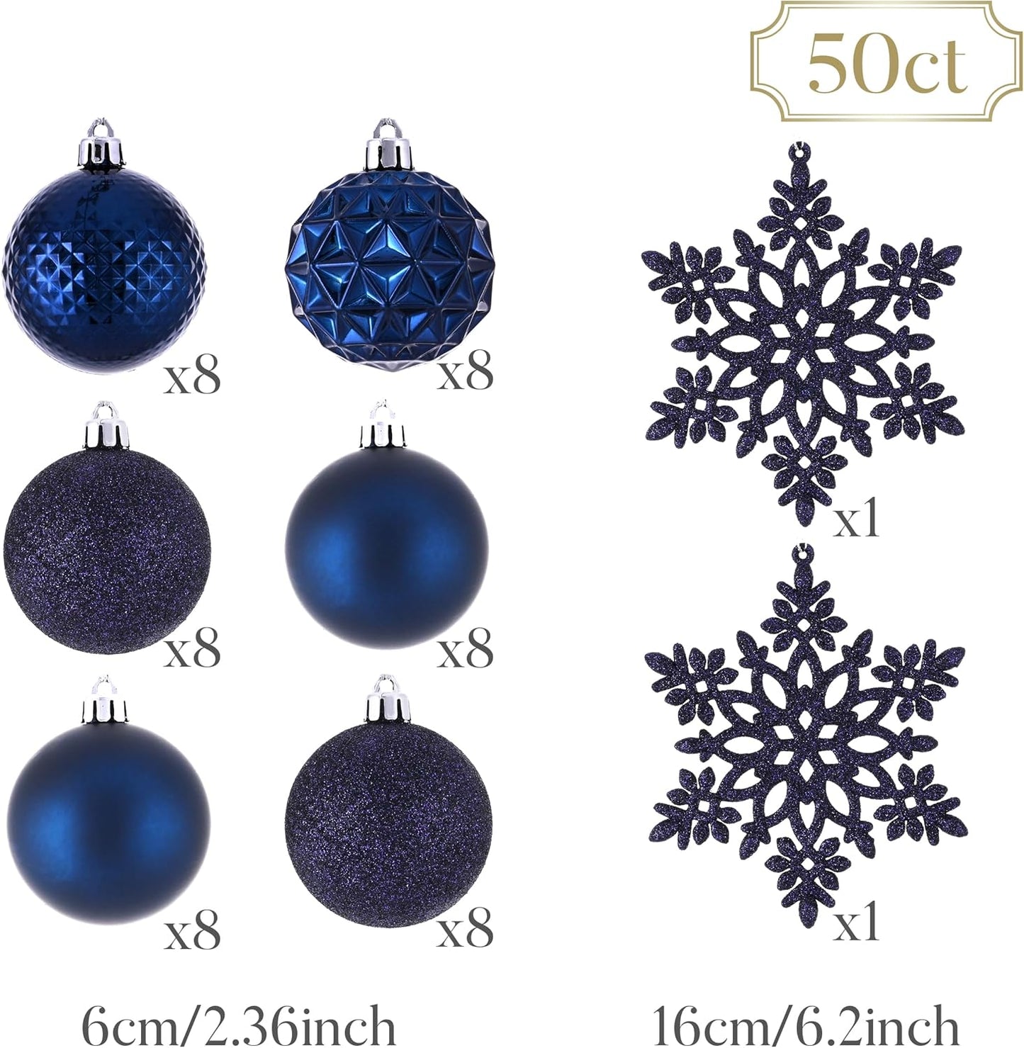 Valery Madelyn Christmas Tree Decorations Ornament Set for Fall Halloween, 50ct 2.36 Inches Navy Blue Shatterproof Christmas Ball Ornaments Hanging Xmas Holiday Party Decor