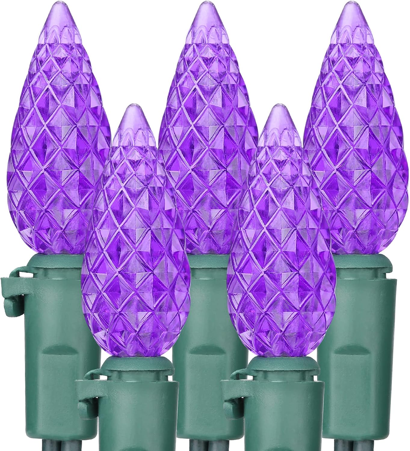 Brizled Purple Halloween Lights, 33ft 100 LED Faceted C5 Halloween String Lights, 120V UL Certified Purple Light Set Connectable Mini Light for Indoor & Outdoor Tree Xmas Party Decorations