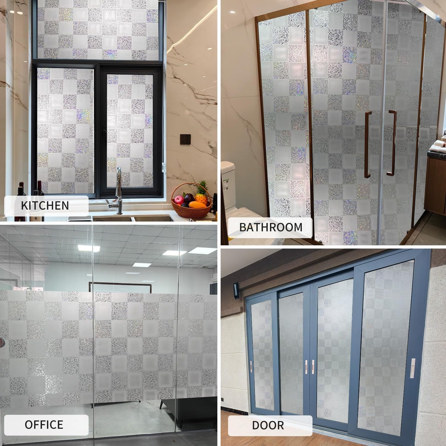 Window Film Privacy Day and Night with Installation Tools, Static Cling Glass Film Ideal for Home Shower Office Glass Door (White, 17.5X196.9 Inch)