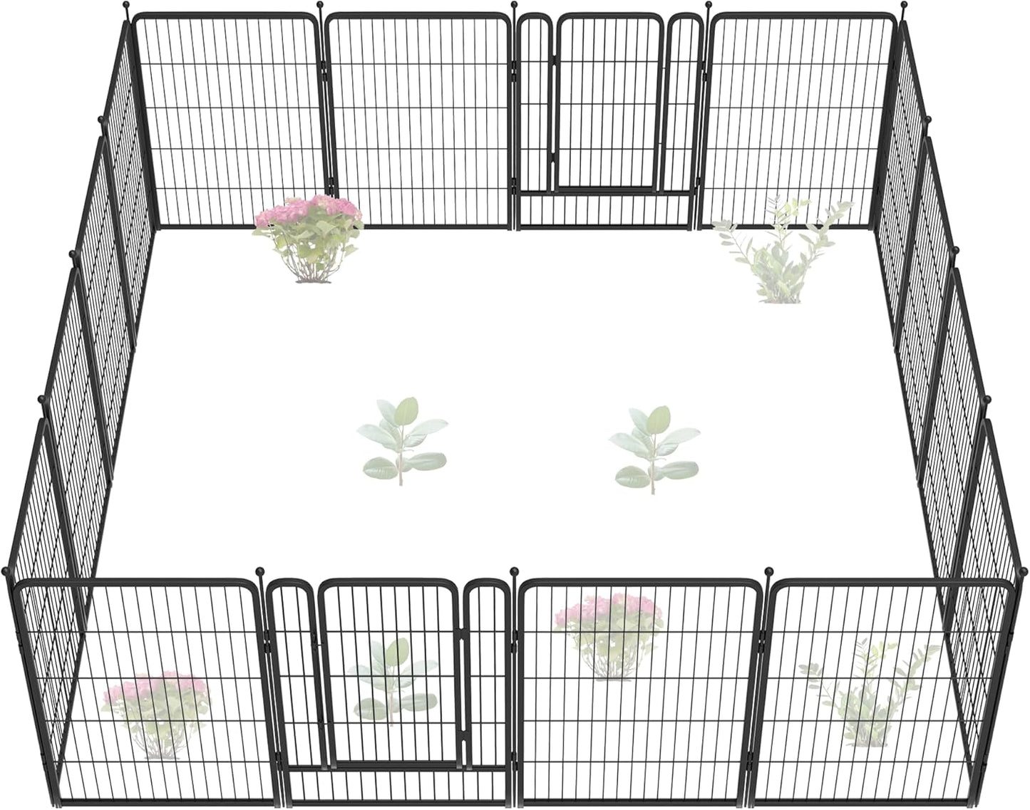 FXW Garden Fence 40in(H) x 36.0ft(L), 16 Panels Decorative Dog Fence Outdoor for The Yard – Heavy Duty Metal Animal Barrier for Dog and Rabbit, Easy Setup, Black