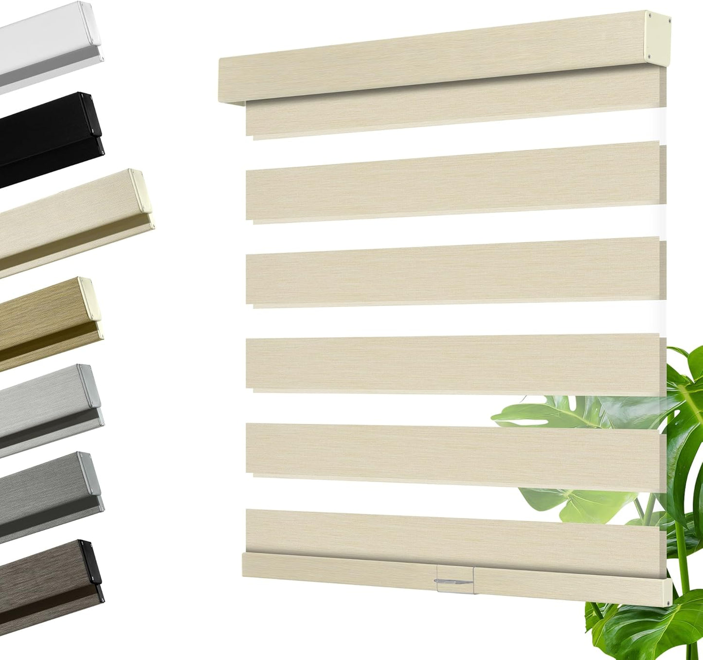 Cordless Zebra Blinds for Windows, Blackout Interior Blinds,Easy to Install,UV Protection,for Offices and Home,Custom Roller Shades, Mousse Beige,69" W x 88" H