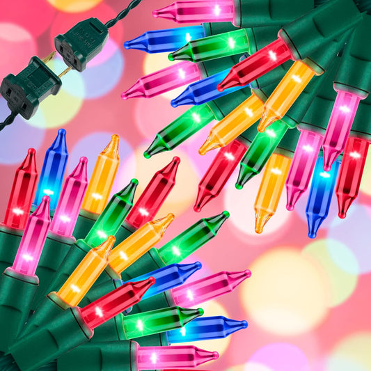 100LIGHTS Multi Extra-Bright with End Connectors Christmas Decorative Lights 5.98m UL Certified Mini String Light Set Waterproof for Home Garden Holiday Christmas Tree Party Patio Wedding