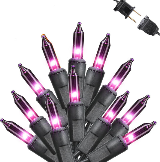 Toodour Purple Halloween Lights, 12.5ft 50 Count Incandescent Halloween String Lights, UL Certified Connectable Mini Bulbs String Lights for Home, Garden, Porch, Yard, Patio, Party, Indoor Decoration