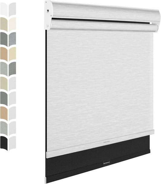 BERISSA Cordless Dual Roller Shades with Cassette Valance,Double Window Shades Blackout and Light Filtering Shades,Day and Night Roller Shades for Home Office Door.Linen Black and White.52 W x 72" H