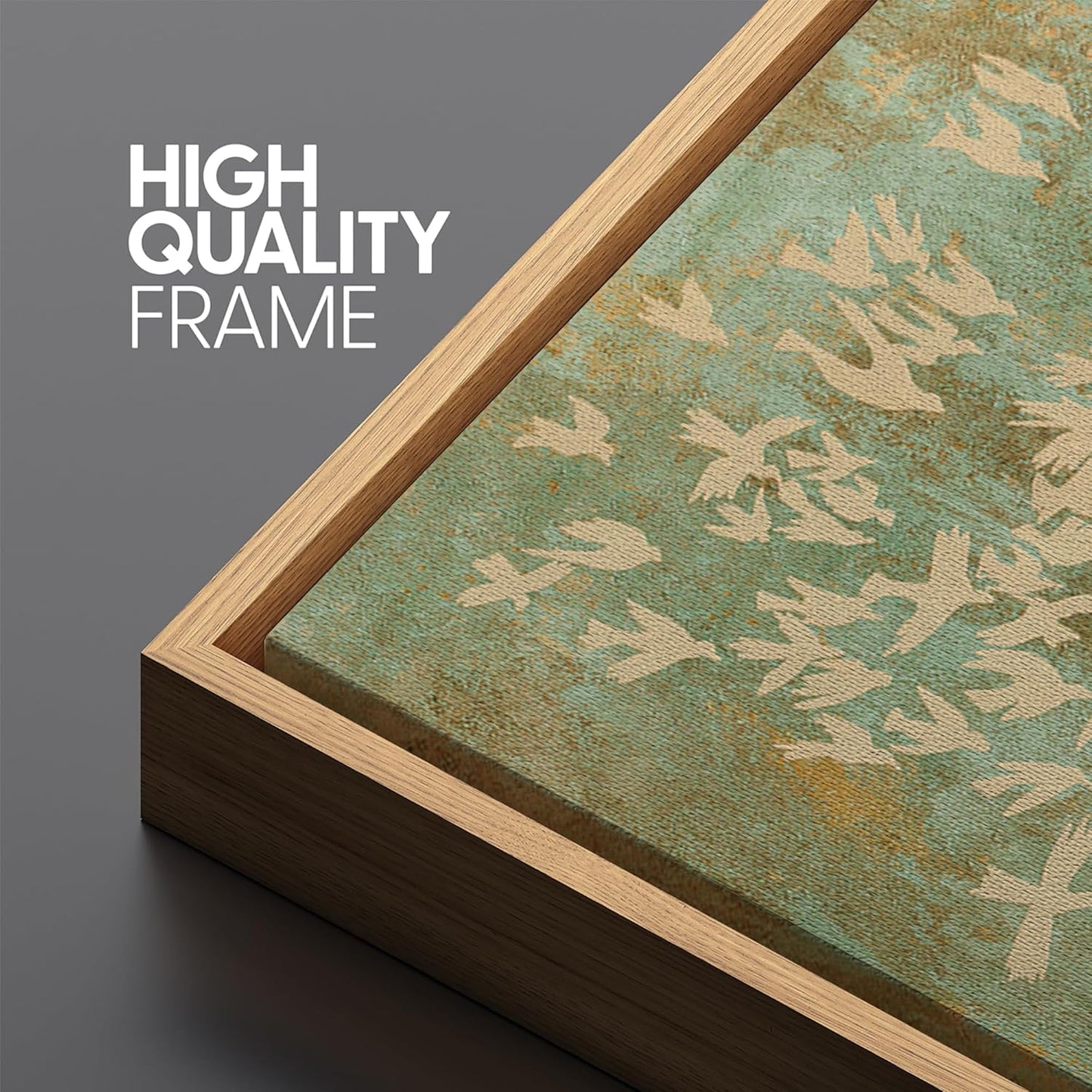 MUDECOR Extra Large Framed Canvas Print Wall Art Rustic Birds in Flight Abstract Pattern Antique Retro Fine Art Illustrations Decorative Colorful for Bedroom - 60"x30"