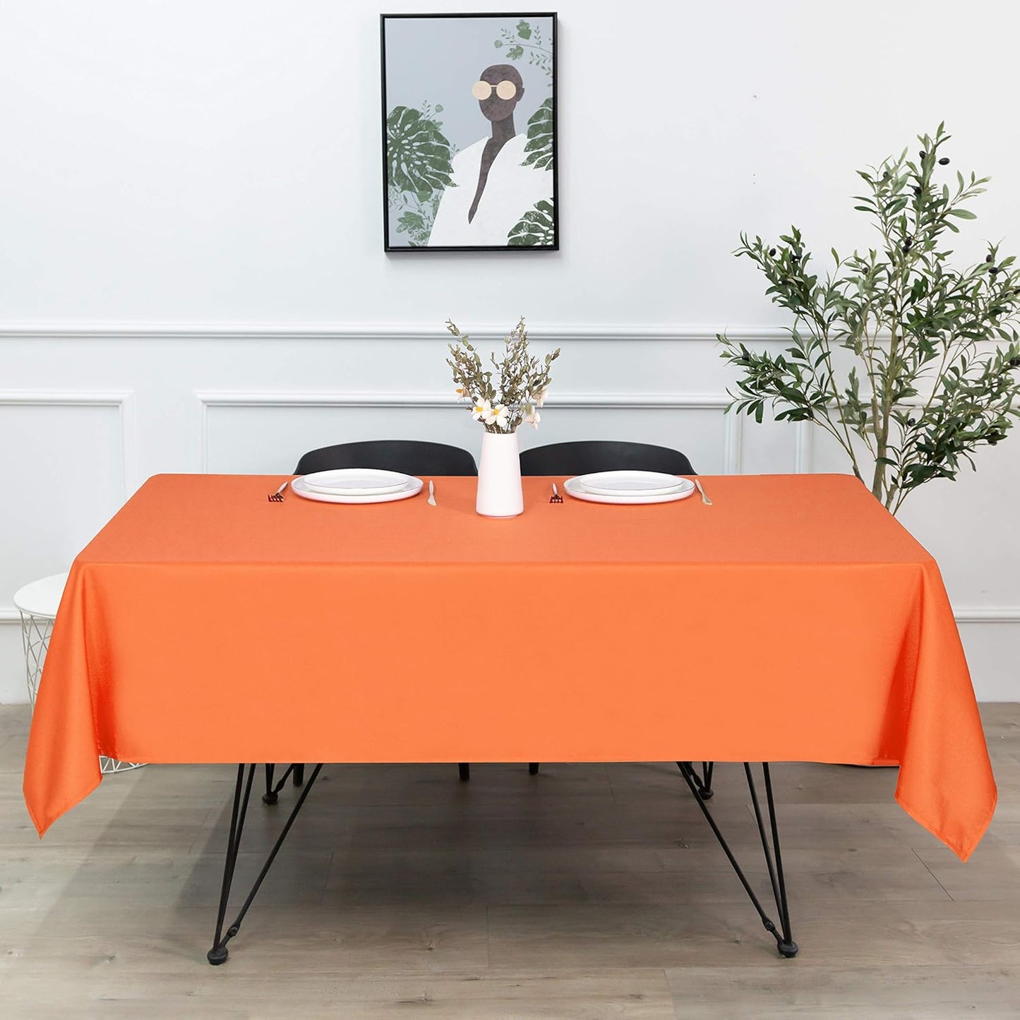 sancua Rectangle Tablecloth - 54 x 108 Inch - Stain and Wrinkle Resistant Washable Polyester Table Cloth, Decorative Fabric Table Cover for Dining Tables, Buffet Parties and Camping, Orange