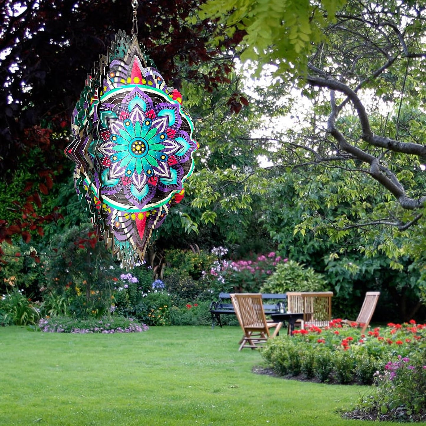 Hanging Wind Spinners for Yard and Garden Mandala Purple Star,Kinetic Wind Spinners Outdoor Worth Gift Christmas Decorations,12Inch Stainless Steel Wind Spinner for Outdoor&Indoor Decor