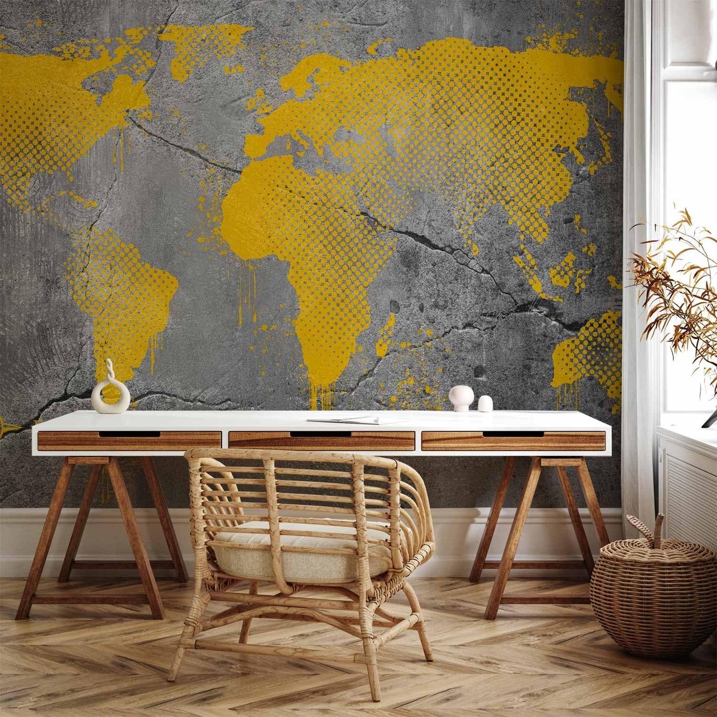 artgeist Wall Mural World Map 118x83 in - XXL Non-Woven Wallpaper Fleece Wall Decor Photo Print Picture Image Design Map of The World k-A-0494-a-a