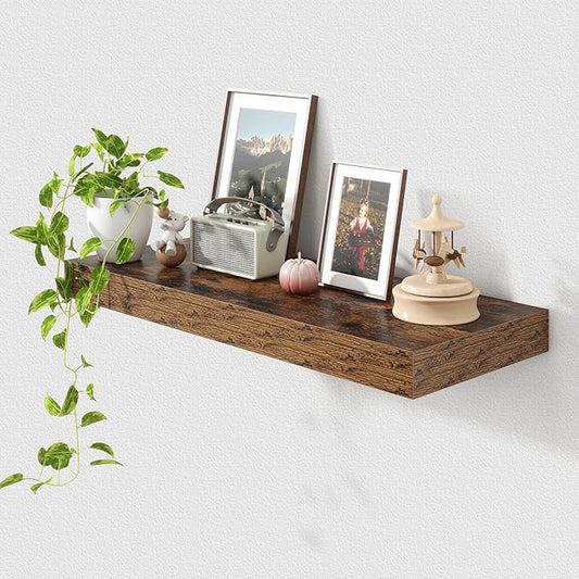 Deep Floating Shelves for Wall | 30 Inch Wide x 12 Inch Deep Floating Shelves | 30W x 12D Rustic Wood Wide Wall Shelves | Bookshelf Laundry Shelf TV Shelf