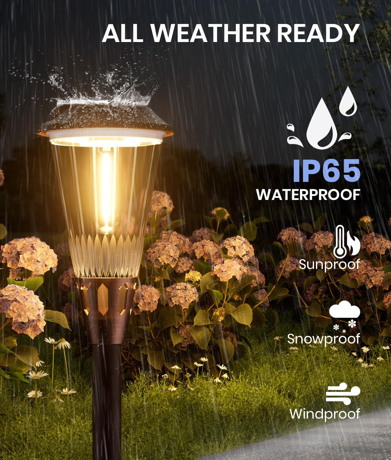 Super Bright Solar Pathway Lights 2 Pack, 2-in-1 Warm&Cold Light 3000K/6500K Waterproof IP65, Outdoor Solar Powered Lights for Garden,Path,Yard,Driveway,Landscape