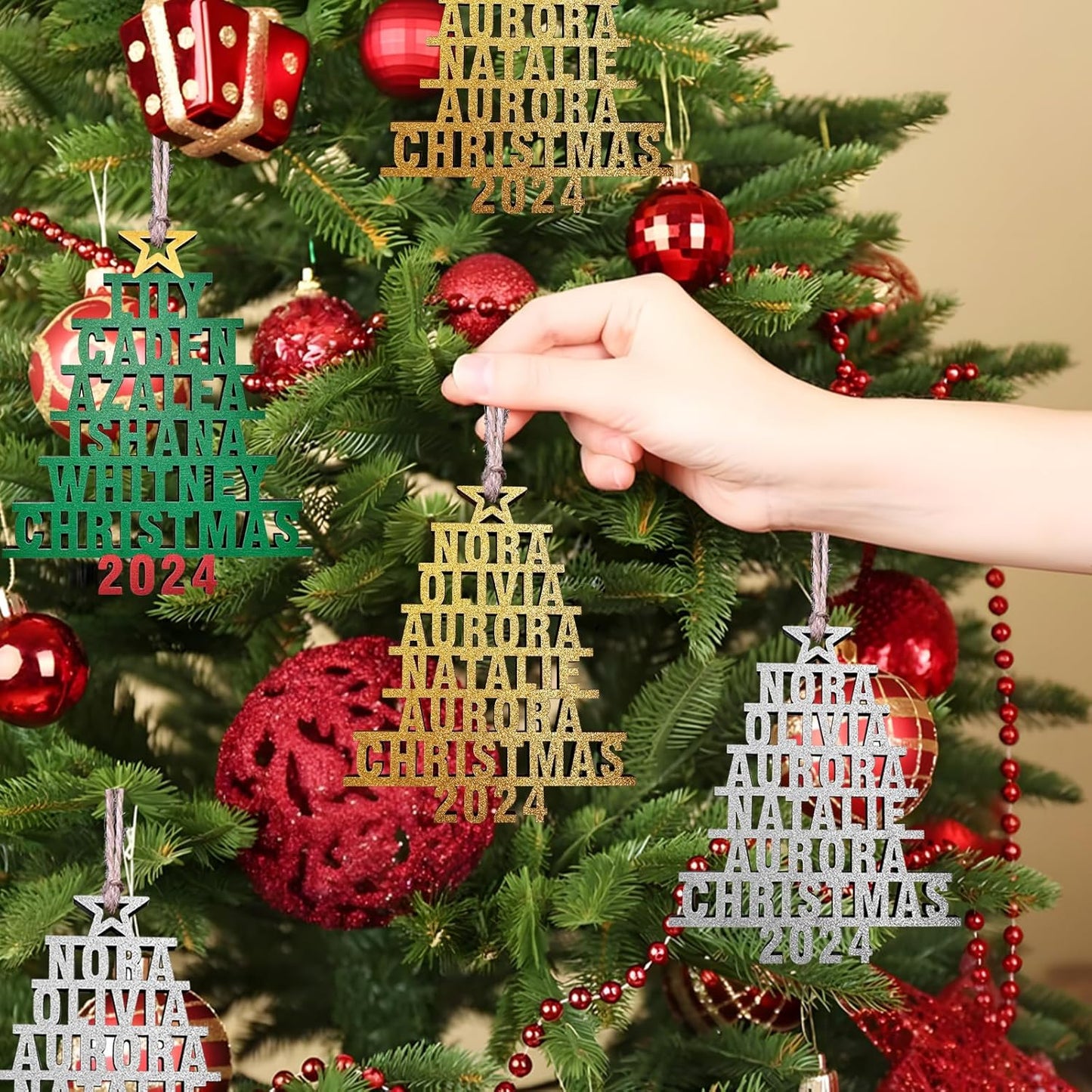 Personalized Christmas Ornaments 2025 with Family Names 1-6 Names Custom Ornaments for Christmas Tree Personalized Christmas Ornament Gifts