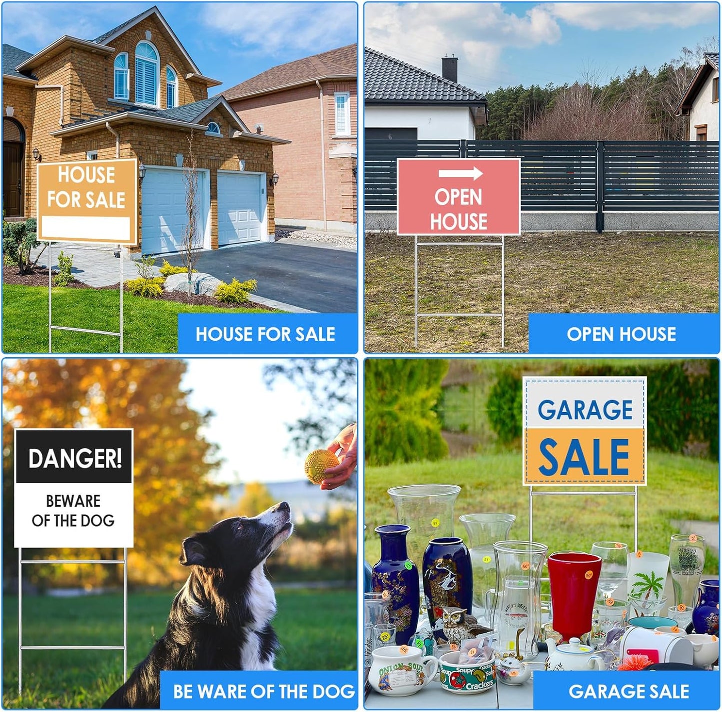 12 Pcs H Stakes for Yard Signs 30'' x 10'' Metal Heavy Duty H Frame Wire Stakes Weatherproof Metal Holder for 4mm 5mm Corrugated Signs Advertising Board Guidepost Yard Halloween Decor