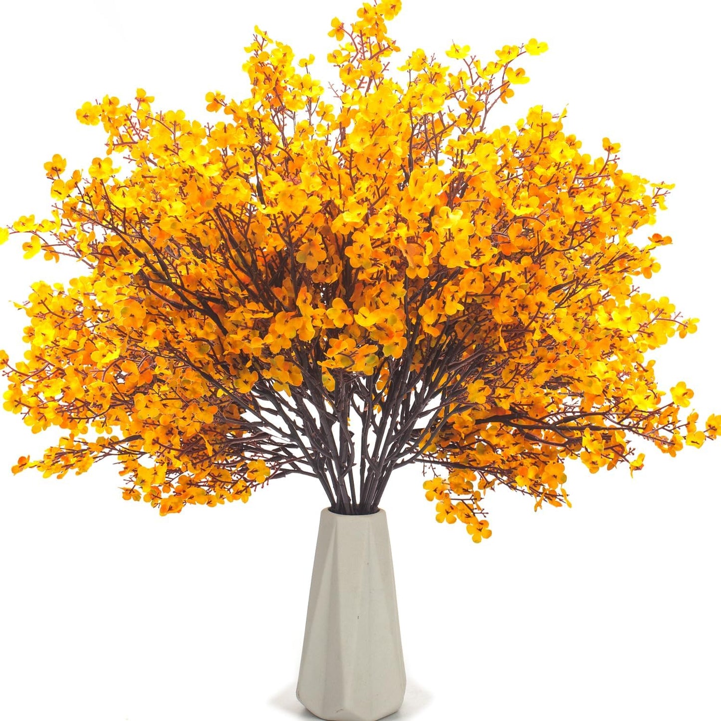 10Pcs Artificial Babys Breath Flowers, Orange Fall Flowers, Fake Silk Flowers for Home DIY Floral Arrangement Table Centerpiece Fall Thanksgiving Autumn Decoration