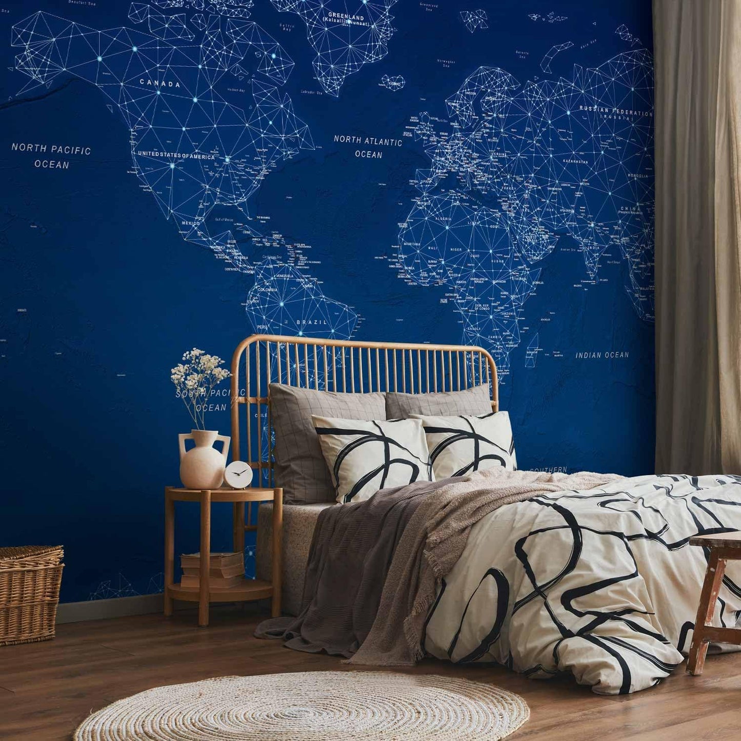 artgeist Premium Wall Mural World Map 138x101 in - XXL Non-Woven Wallpaper Fleece Wall Decor Photo Print Picture Image Design Home Map of The World k-A-0125-a-a