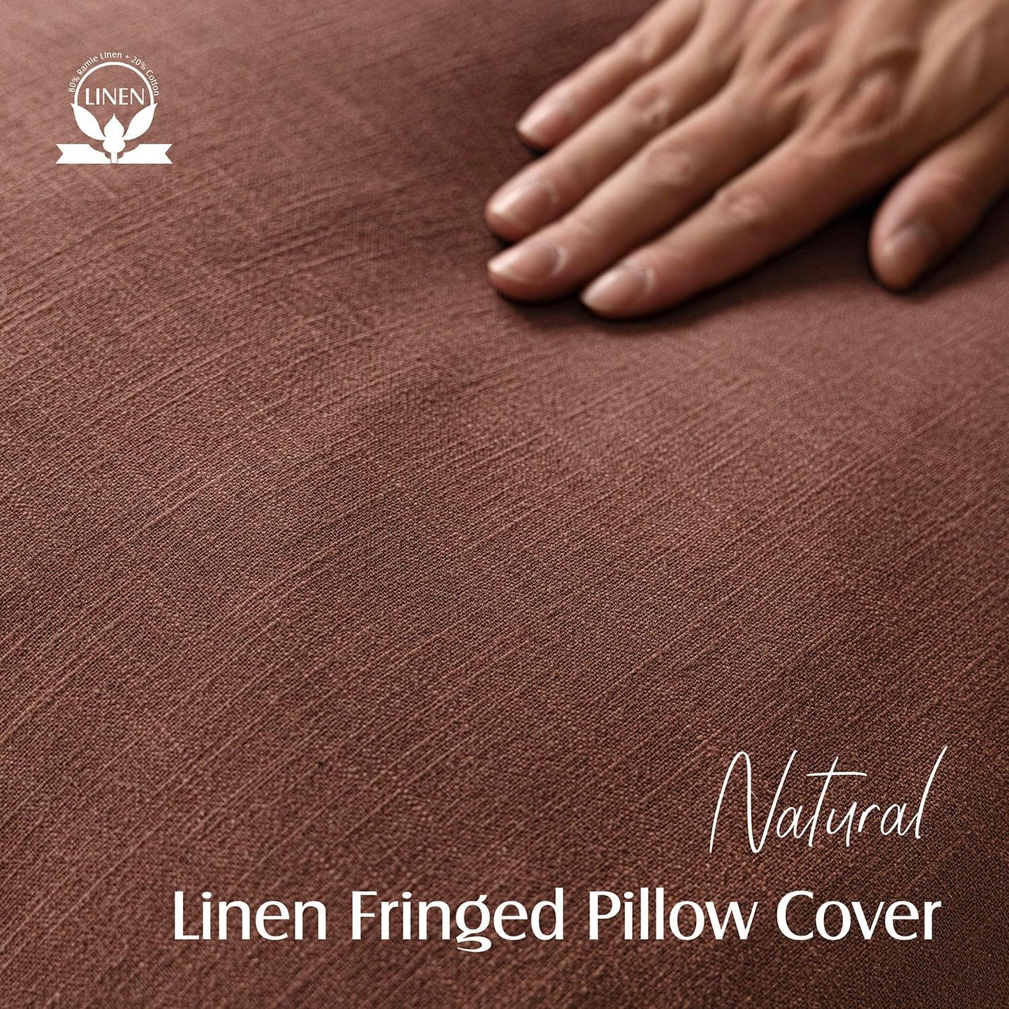 Foindtower Set of 2 Decorative Linen Fringe Lumbar Throw Pillow Covers Boho Farmhouse Cushion Cover with Tassels Soft Accent Pillowcase for Couch Sofa Bed Living Room Home Decor,12×24 Inch,Rust Red