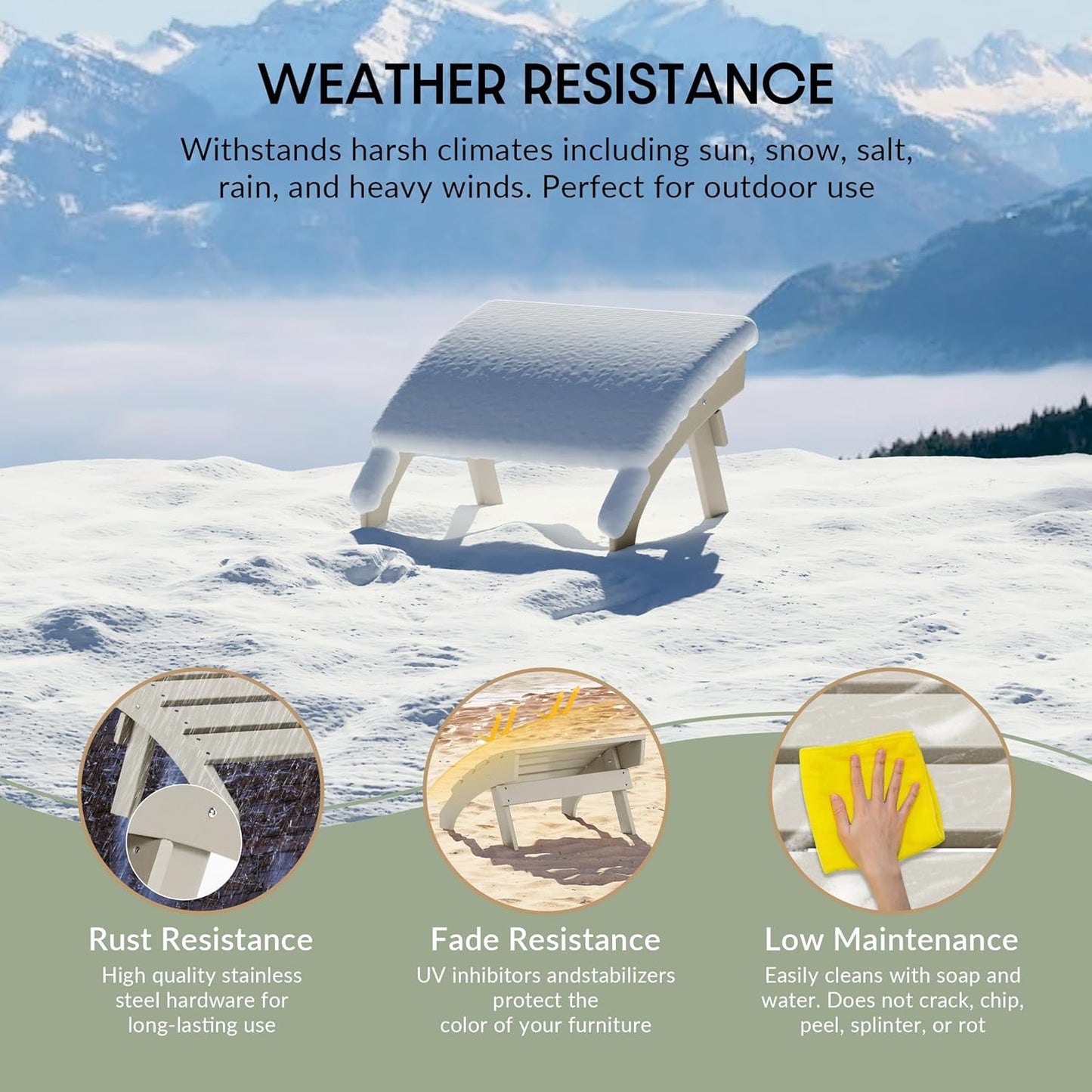 WestinTrends Dylan Outdoor Patio HDPE Adirondack Ottoman Footrest, Sand