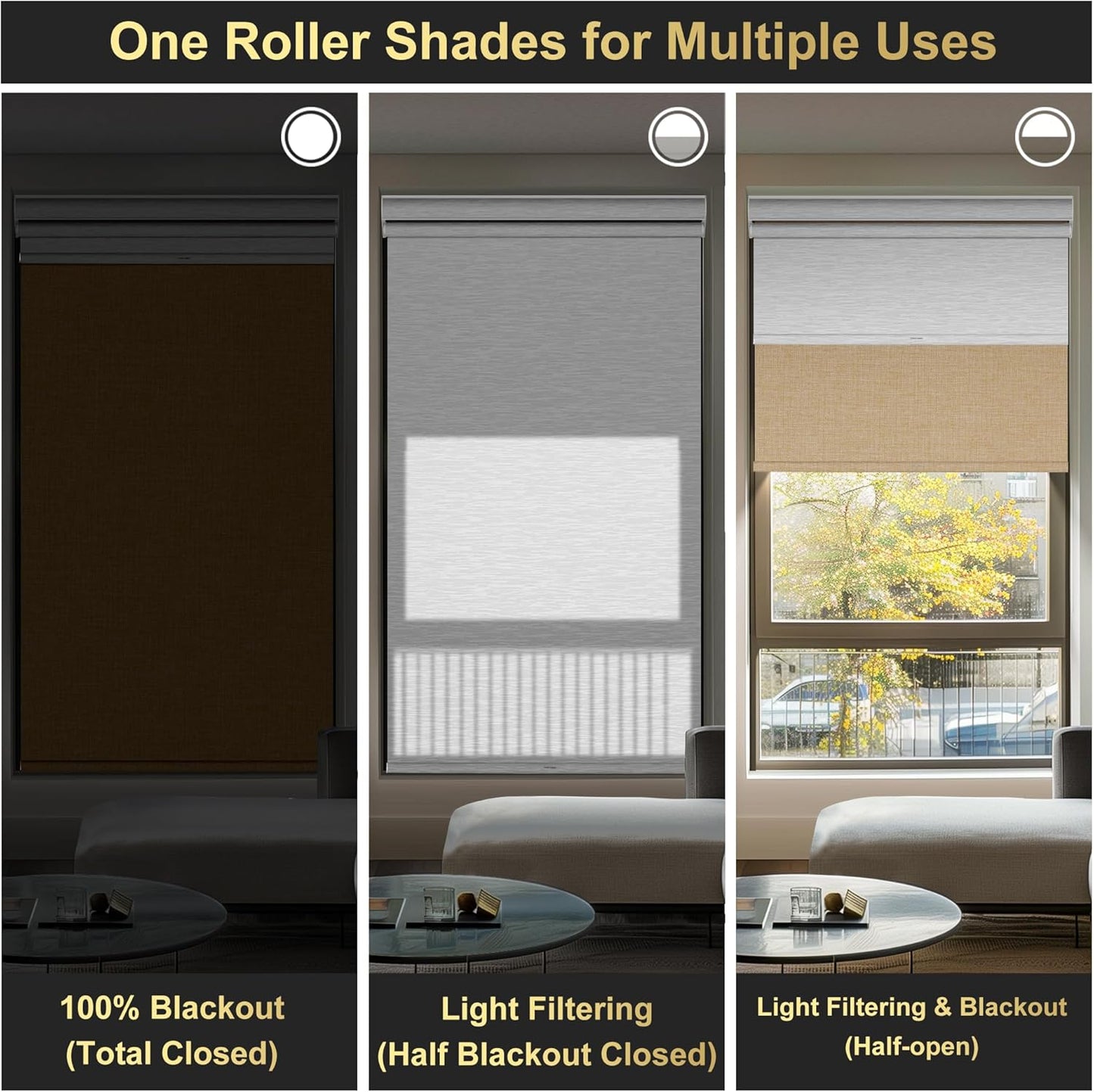 BERISSA Cordless Dual Roller Shades with Cassette Valance,Double Window Shades Blackout and Light Filtering Shades,Day and Night Roller Shades for Home Office Door.Linen Beige and White.26 W x 64" H