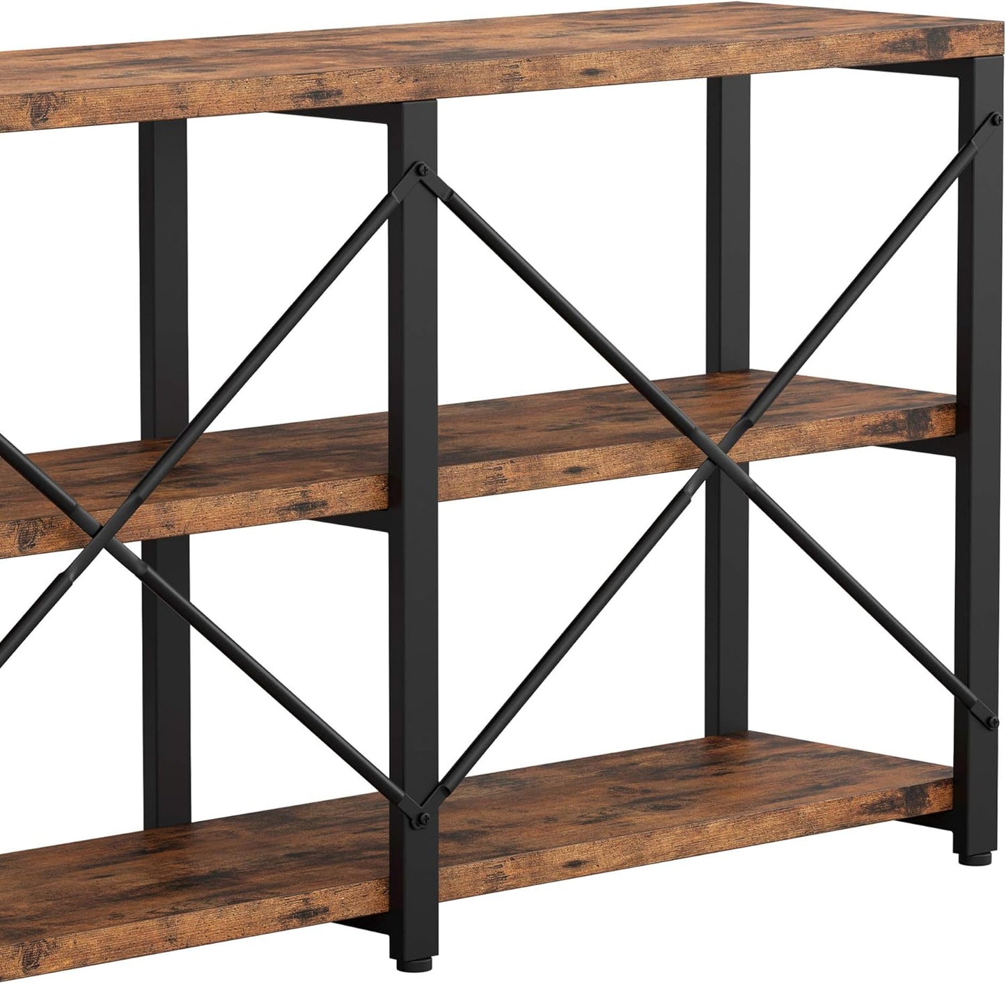 IRONCK Rustic Entryway Console Table, Long Hallway Table 70.8 in 3-Tier, TV Stand Entertainment Center Media Stand for Living Room, Industrial Style, Vintage Brown