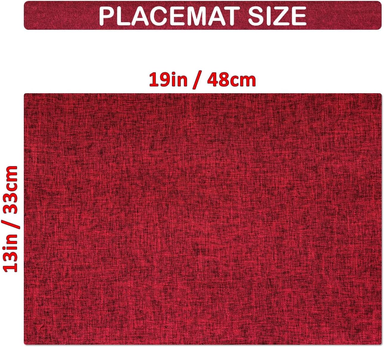 Placemat Set-Washable Place Mats for Parties, Elegant Table Mats for Kitchen Table, Set of 4 Dining Table Placemats, Heat-Resistant Cloth Placemats for Indoor and Outdoor,13x19 Red Bordeaux