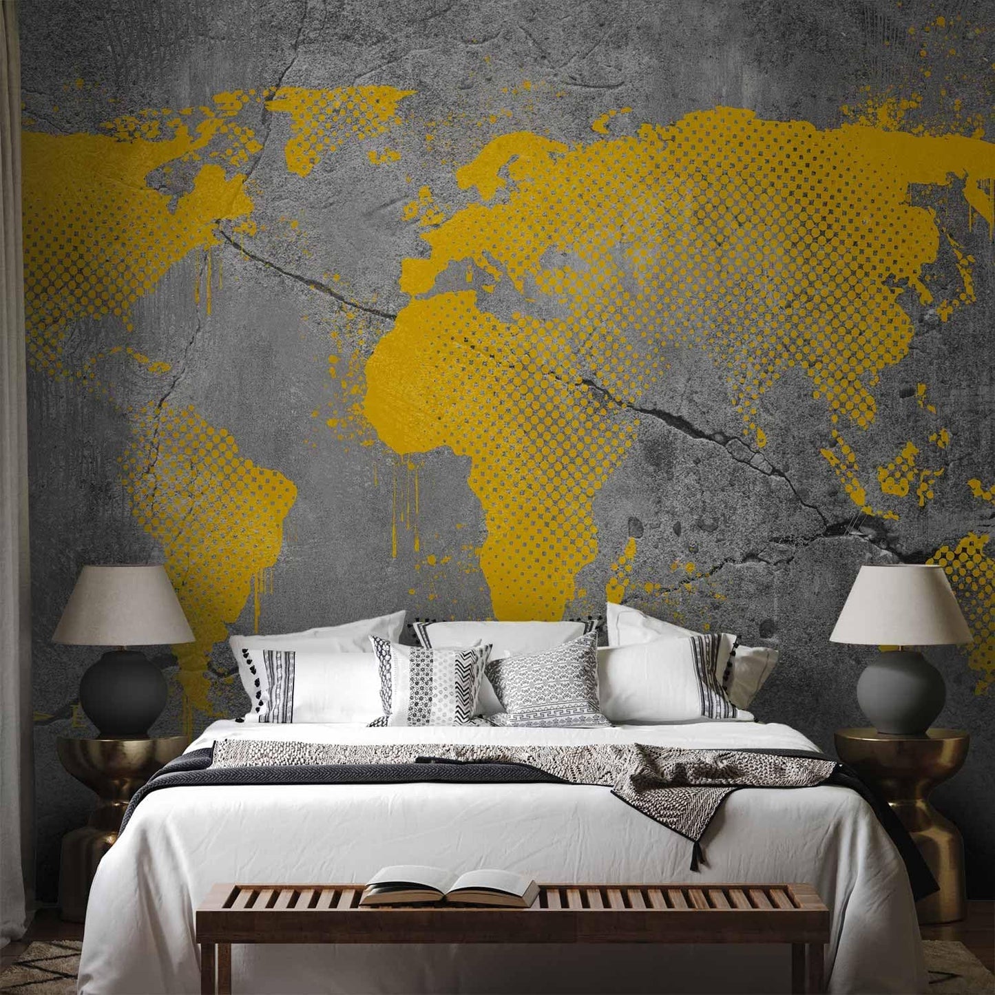 artgeist Wall Mural World Map 116x83 in - XXL Peel and Stick Self-Adhesive Wallpaper Removable Large Sticker Foil Wall Decor Print Picture Image Design Map of The World k-A-0494-a-a