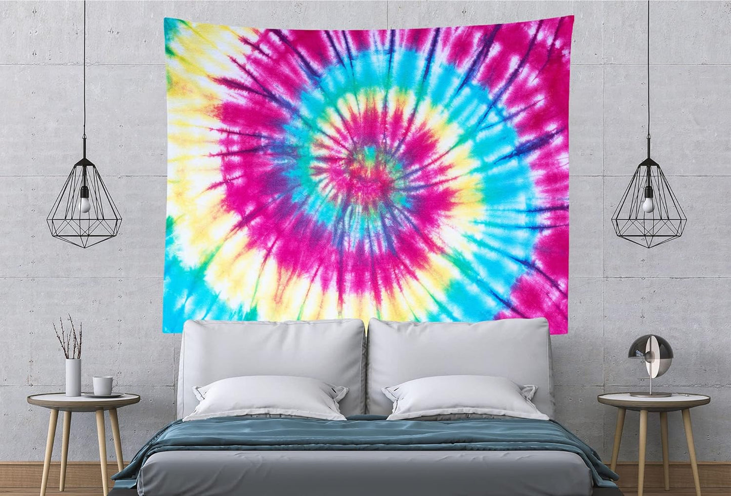 BELECO Tie Dye Tapestry Wall Hanging Fabric 106x70 Inch Colorful Spiral Tie Dye Tapestry Hippi 60s Themed Party Decorations Rainbow Tapestry Art Wall Decor for Bedroom Aesthetic Living Room Dorm
