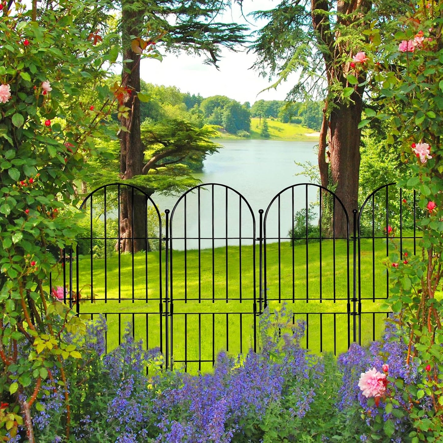 Decorative Garden Fence 31in (H) x10ft (L), 10 Pack No Dig Fence Animal Barrier for Dog, Arched Flower Bed Edging, Wire Border Panel Fencing for Yard Patio Outdoor Decor