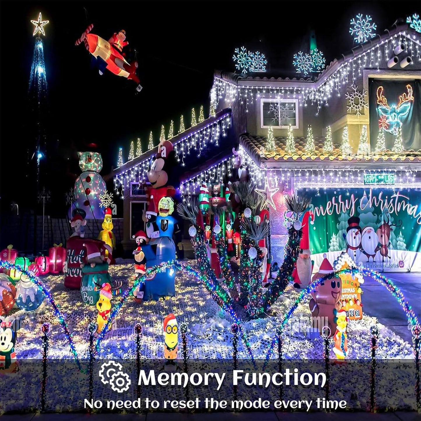 99ft Icicle Lights for Outside, White Christmas Lights Outdoor Indoor, 1216 LED Twinkle String Light with 228 Drops Short Curtain Lights for Thanksgiving Room Home Wall Bedroom Window Tree Decorations