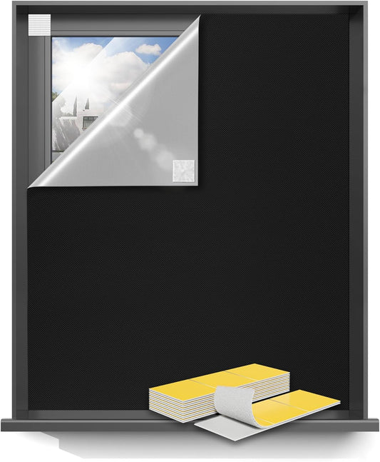 Sumobaby Blackout Curtains for Bedroom Portable 126”x59”Black Out Window Cover with Heat-Resistant Hook&Loop Tape,100%Blackout Shades,NoDrill Blinds for Windows DIY Cut Fit for Nursery&Dorm Room,Black