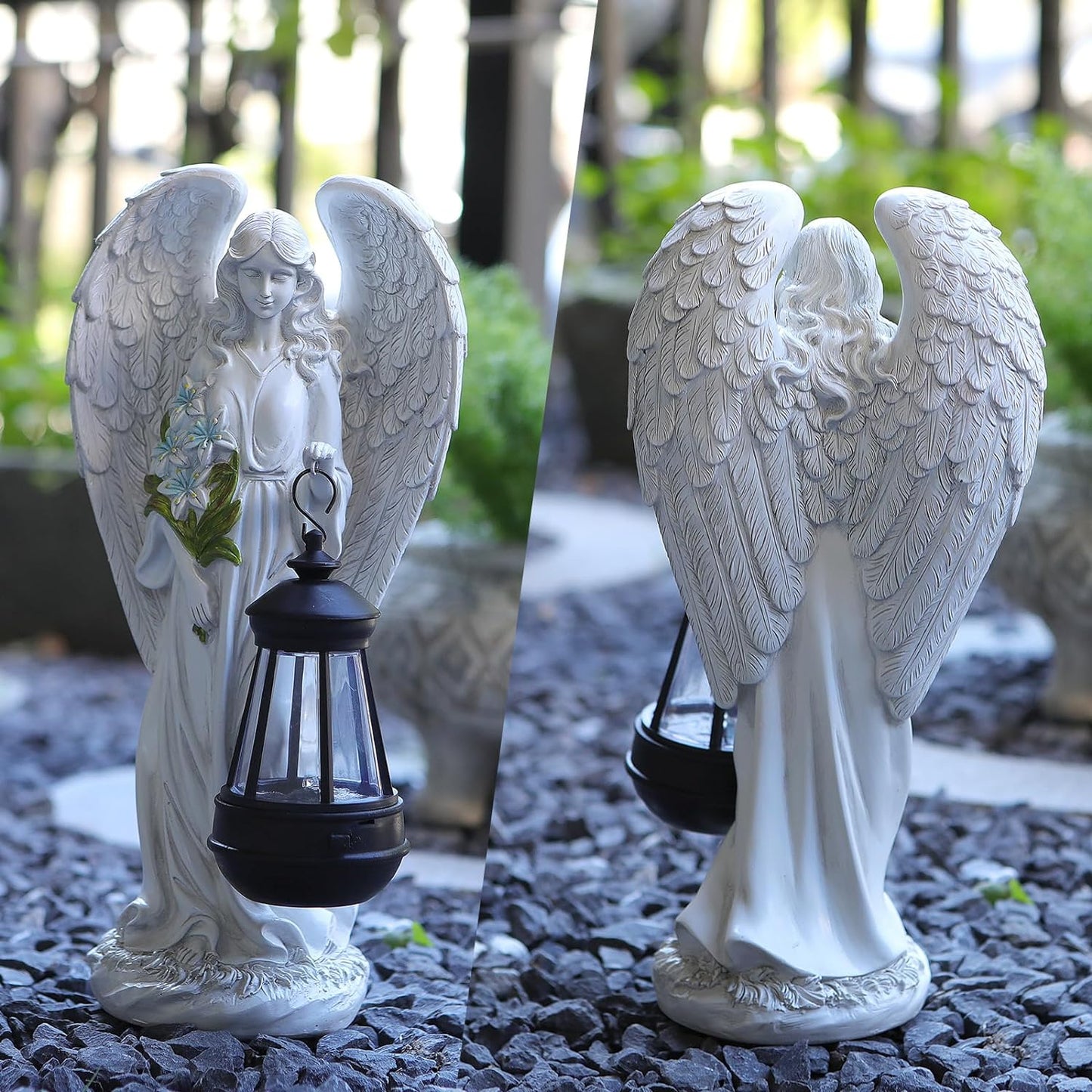 Solar Angel Outdoor Garden Decor Statues – 13.2 inches Solar Outdoor Sculptures for Outside Yard Art Patio Balcony Front Lawn Ornaments Gifts for Mom Grandma Women