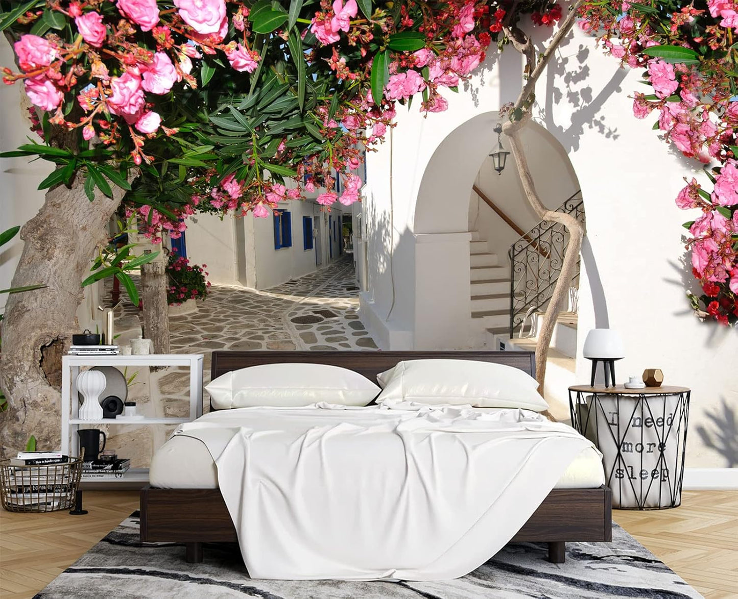 Traditional Backalleys of Amorgos Greece Wall Mural Wallpaper for Bedroom 103" x 69"