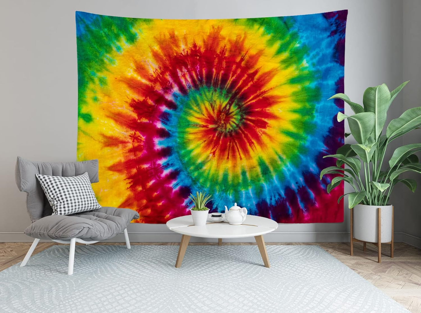 Loccor 12x8ft Tie Dye Tapestry Colorful Red Blue Yellow Green Orange Purple Retro Abstract Psychedelic Swirl Wall Hanging for Living Room Bedroom Dorm Home Decor （Pattern Painted on Polyester Fabric）
