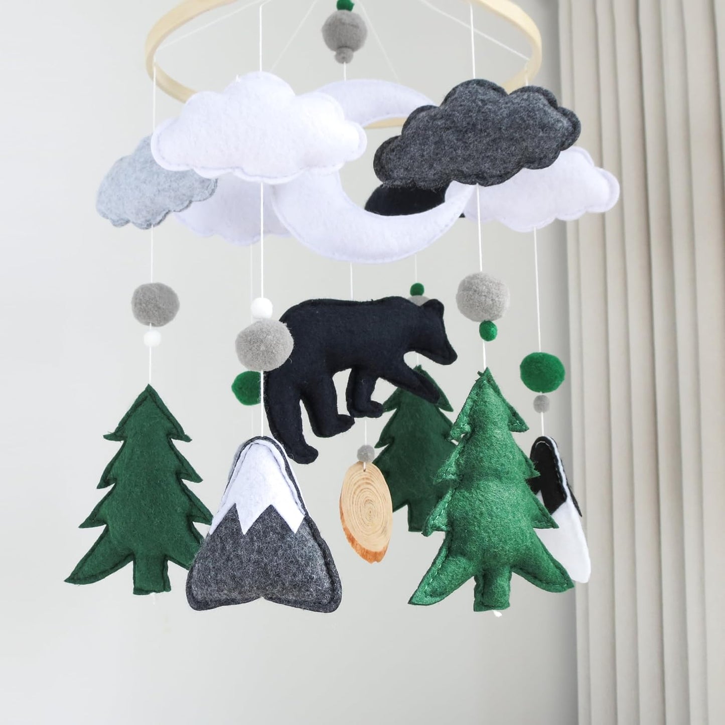 Woodland Mobile for Crib Bear Baby Mobile for Crib Woodland Crib Mobile for Boys Girls Forest Baby Nursery Mobile for Bassinet