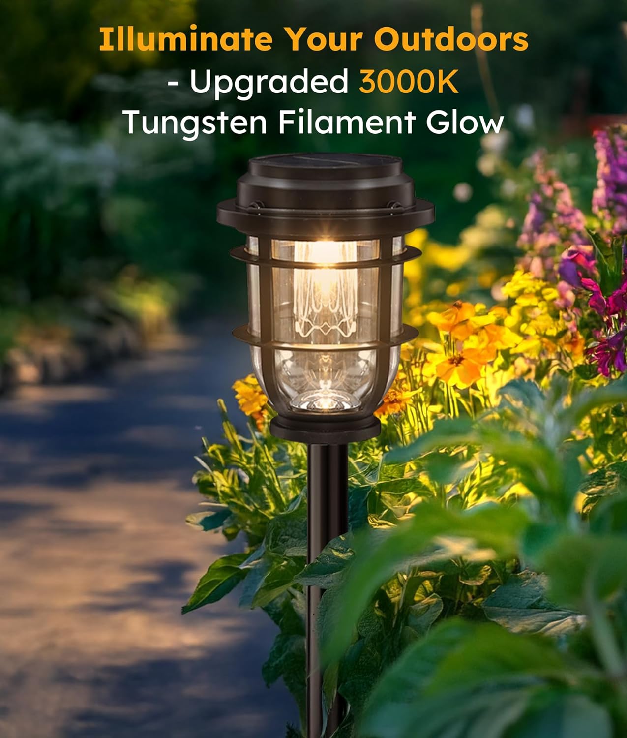Bright Solar Pathway Lights Outdoor, 8 Pack Waterproof IP65, Auto On/Off Solar Powered Garden Lights for Yard Lawn Walkway Landscape Pool Outside - 3-in-1 Hanging, Tabletop & Stake Lighting