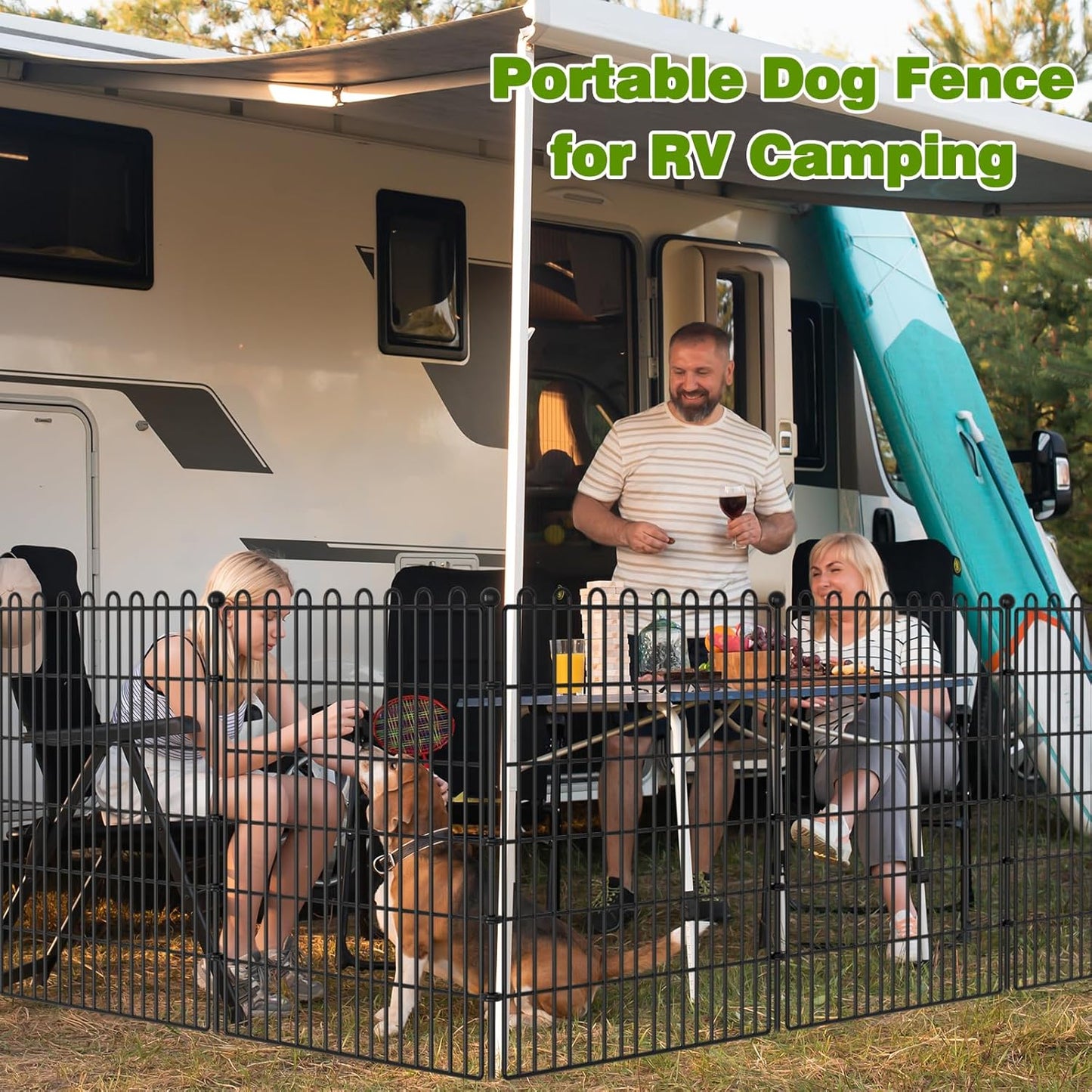 8 Panels No Dig Decorative Garden Fence with Gate for Yard, 48 in(H) X 21 ft(L) Animal Barrier Fencing for Outdoor Dog, Metal Portable Garden Fences for Borders, Pets, Landscape, Temporary Fence