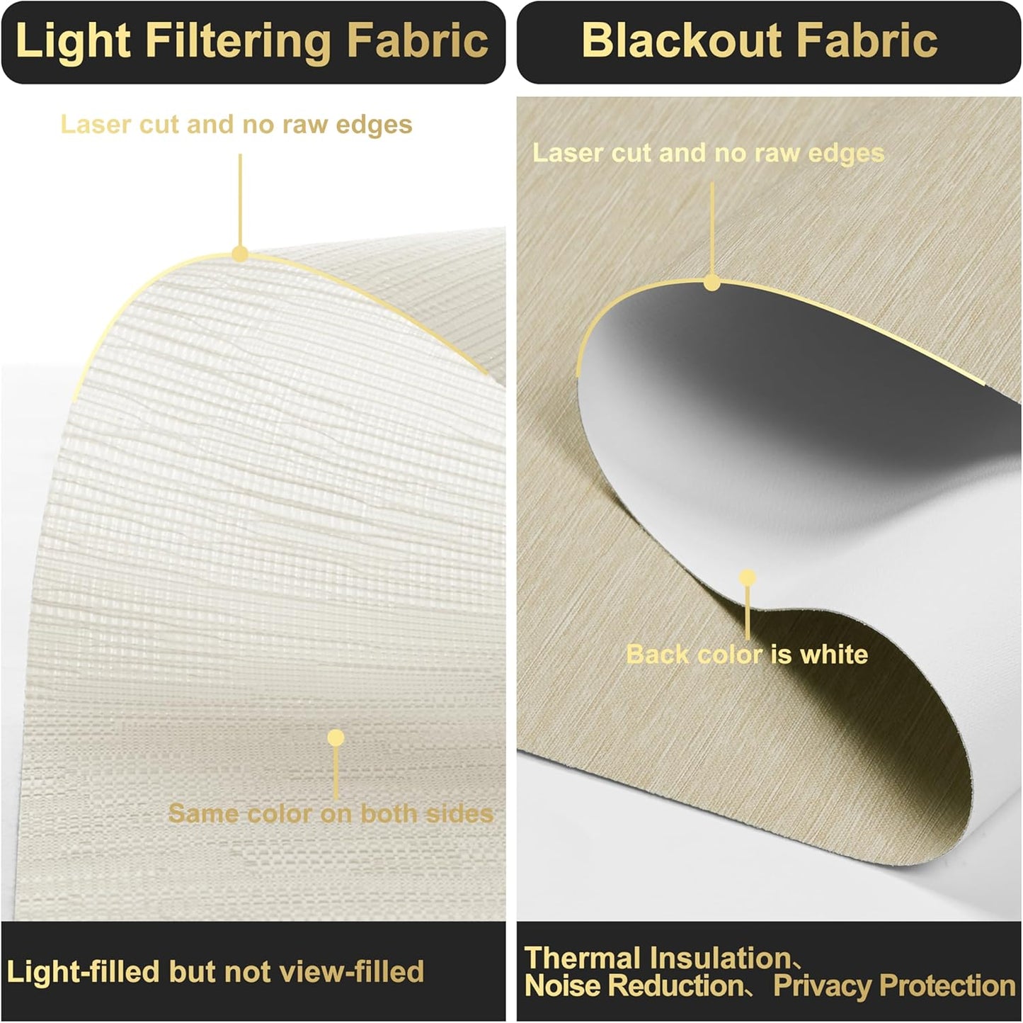 BERISSA Cordless Dual Roller Shades with Cassette Valance, Blackout and Light Filtering, Day and Night Shades, Striped Jacquard Beige, 66 W x 44" H