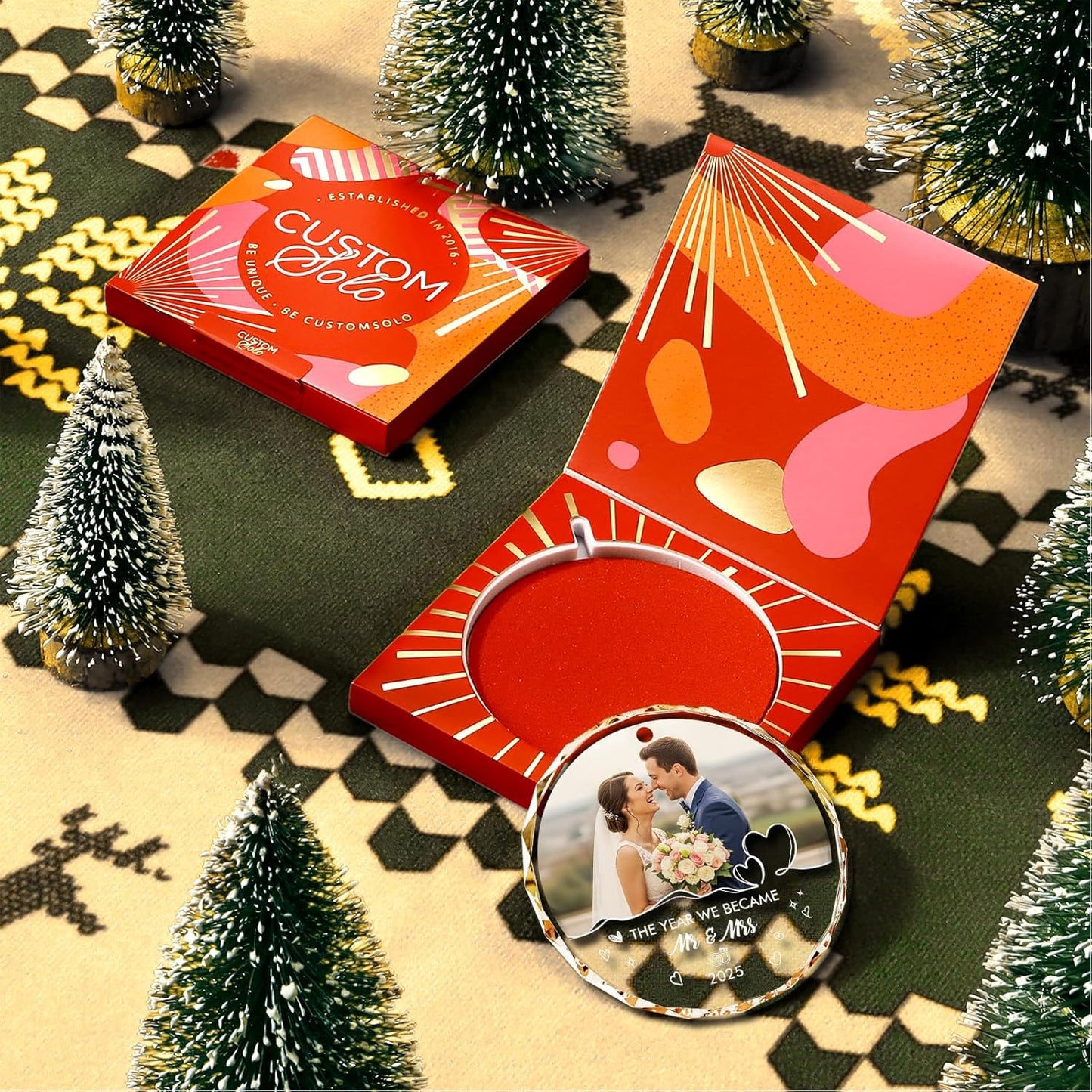 Bemaystar Personalized First Christmas Married Ornaments 2025–Personalized Wedding Gifts for Couples 2025–Bridal Shower Gifts–Just Married Gift for Newlywed Couple