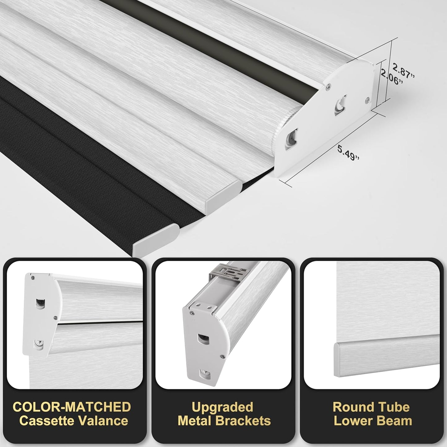 BERISSA Cordless Dual Roller Shades with Cassette Valance,Double Window Shades Blackout and Light Filtering Shades,Day and Night Roller Shades for Home Office Door.Linen Black and White.38 W x 80" H