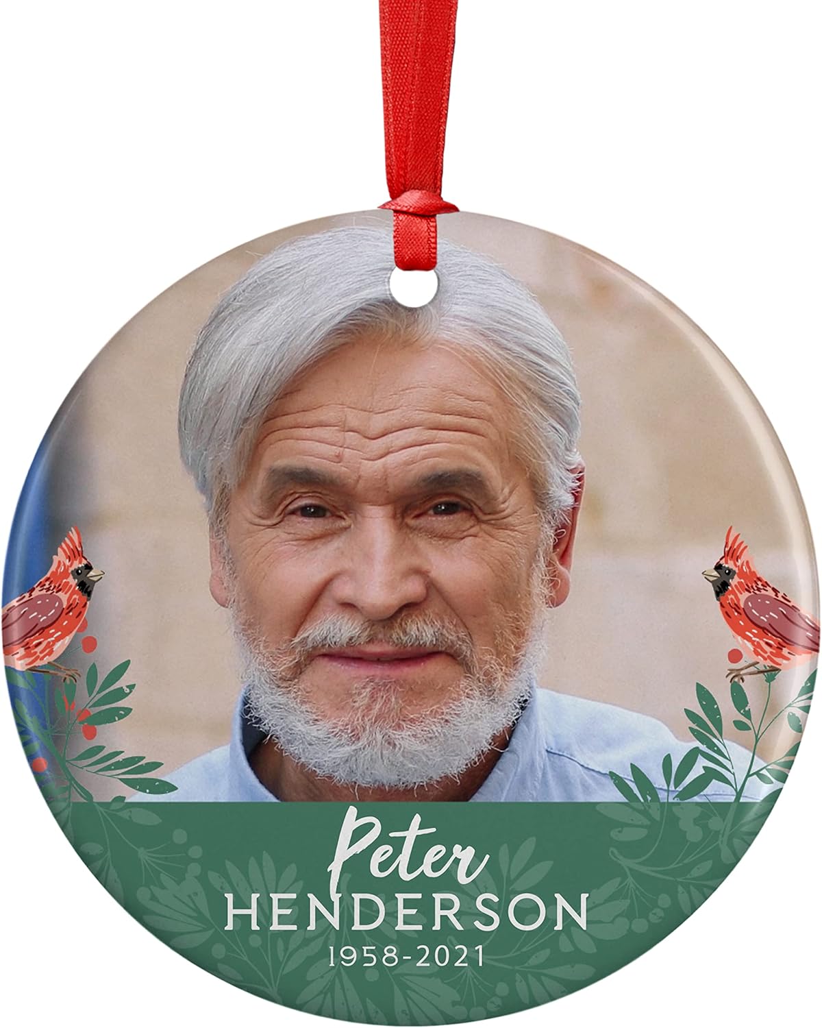 Cardinal Birds 2, Memorial Christmas Ornament Personalized with Photo, Name & Date - Upload Photo & Picture - 7 Designs, Memorial Ornaments Loss of Loved Ones – D6