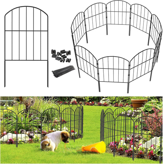 Goovilla Garden Fence, Total 27ft(L) x 24in(H) Garden Fencing Animal Barrier, 25 Pcs Rustproof Metal Fence Panels, Black No Dig Fence, Decorative Garden Fences and Borders for Dogs, Flower Bed, Patio